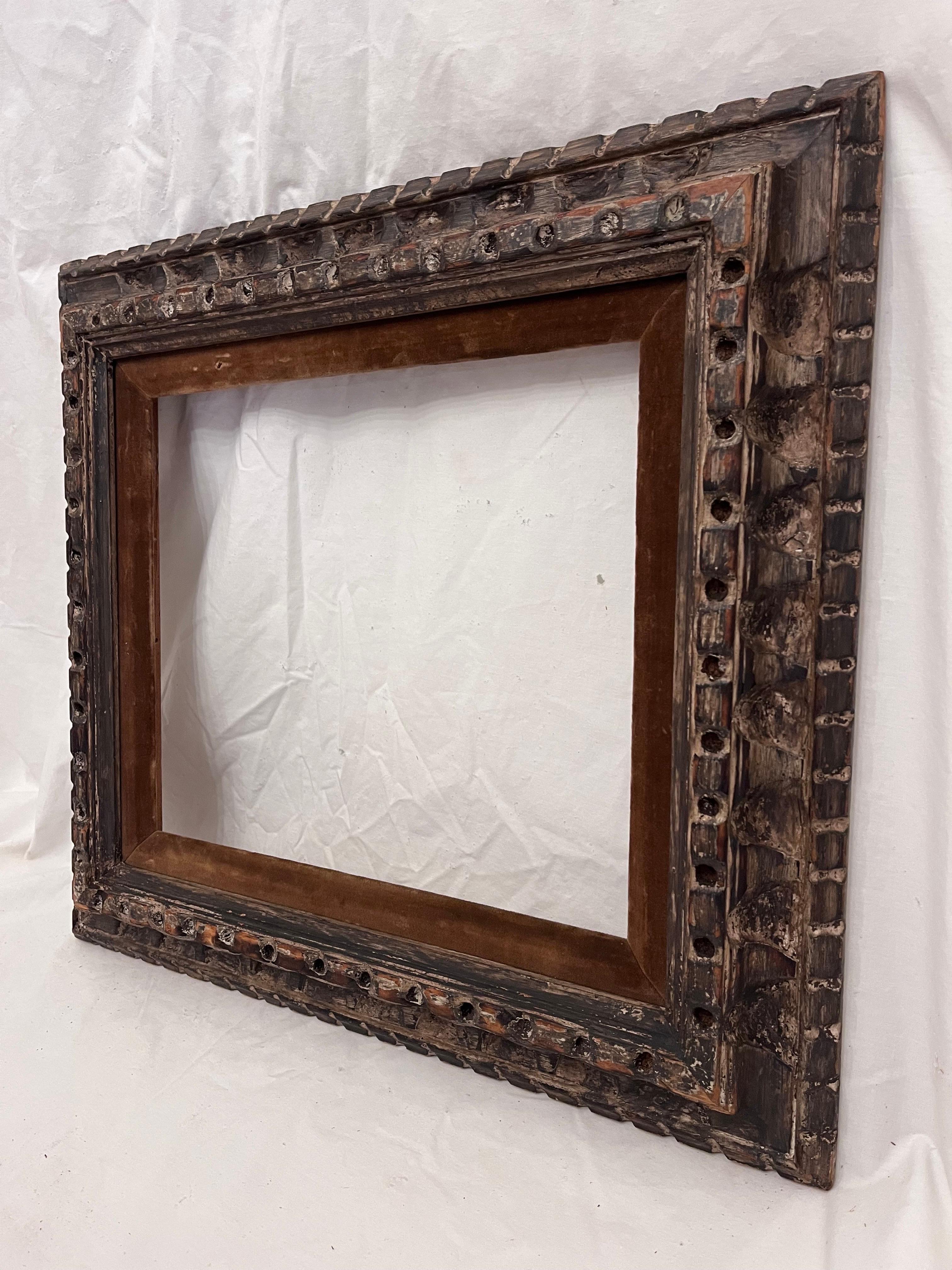Mid-Century Modern Early to Mid 20th Century Modernist Carved Paint Finished Picture Frame 15 x 13