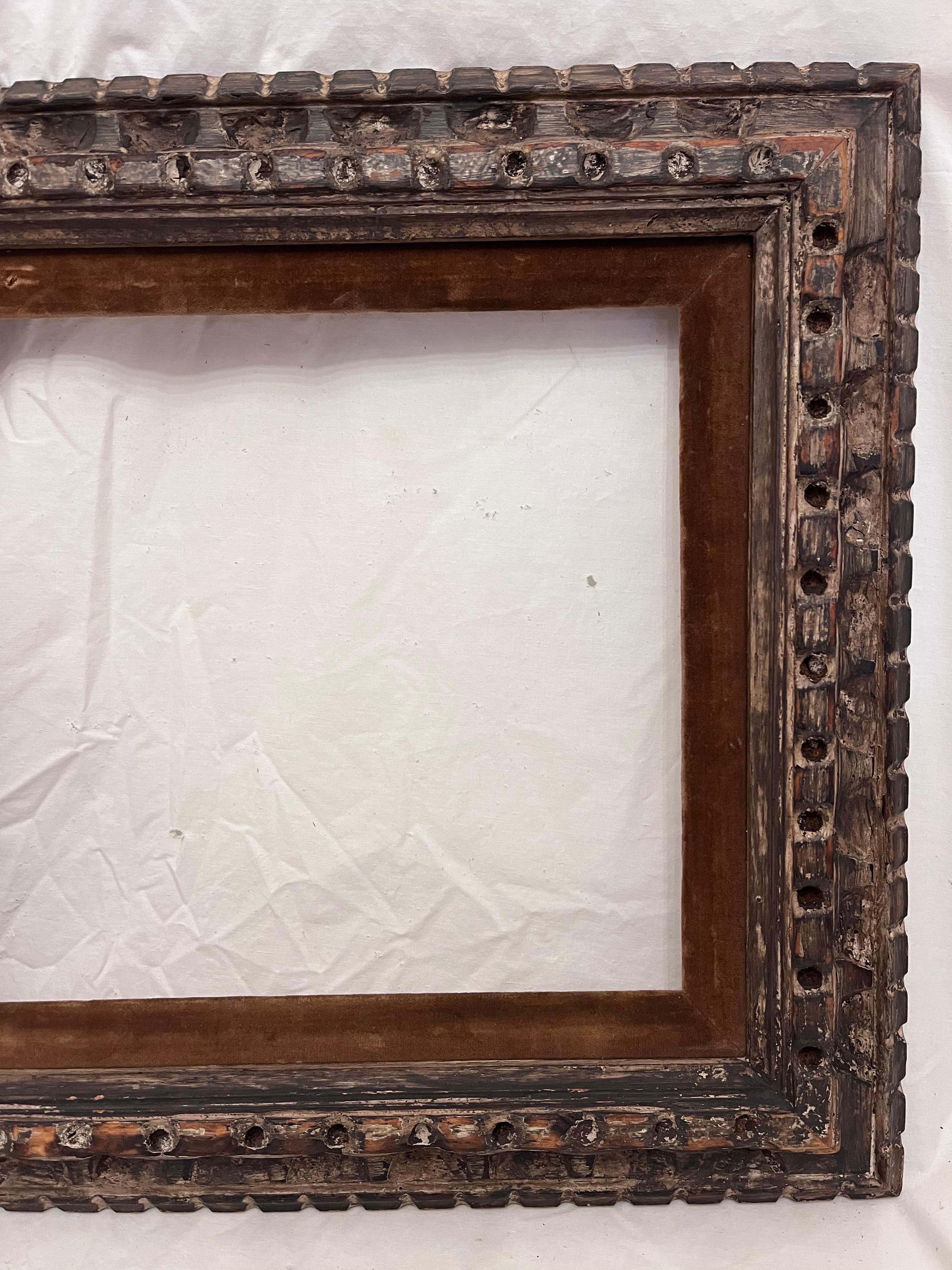 American Early to Mid 20th Century Modernist Carved Paint Finished Picture Frame 15 x 13