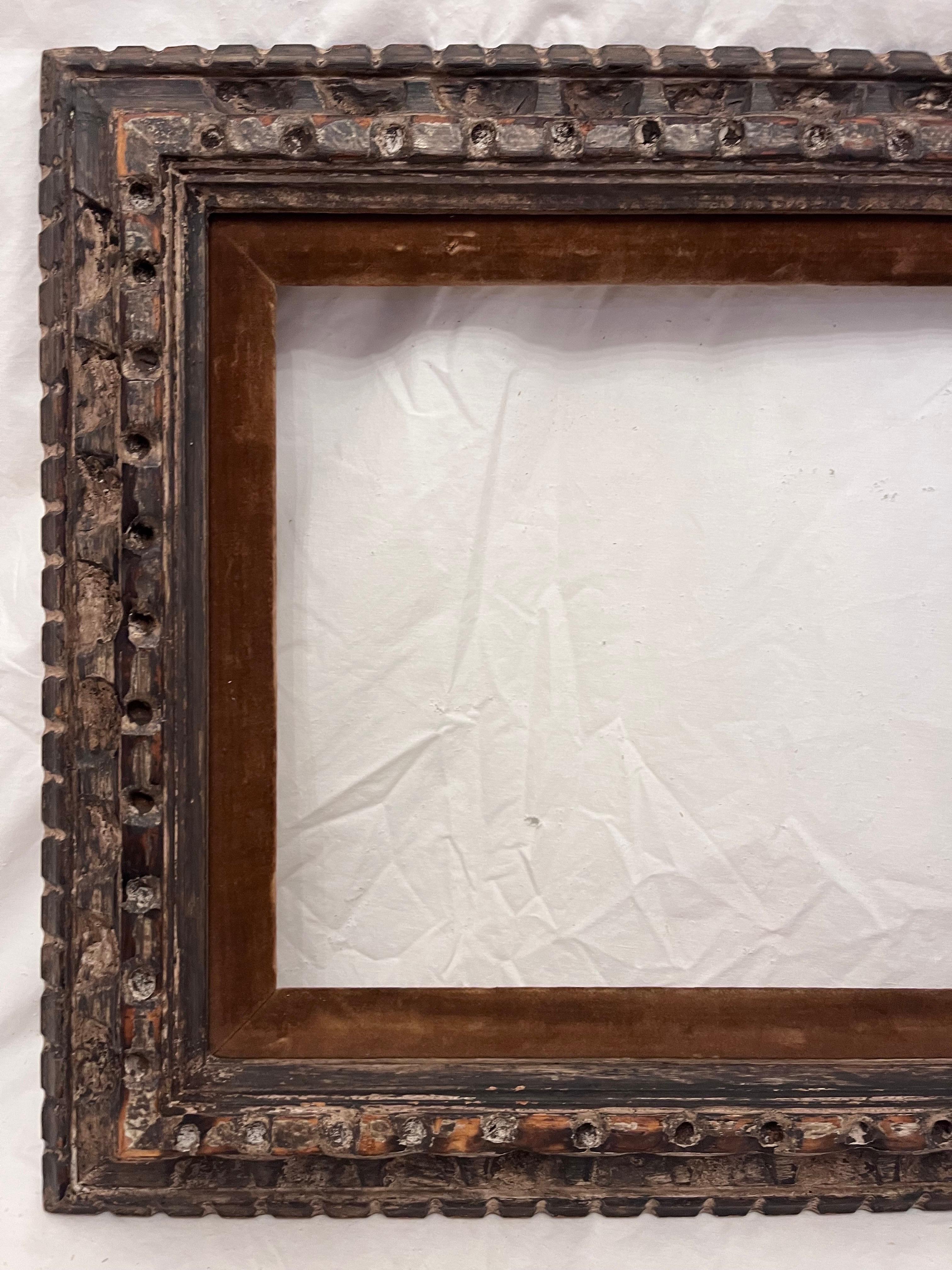 Early to Mid 20th Century Modernist Carved Paint Finished Picture Frame 15 x 13 In Good Condition In Atlanta, GA