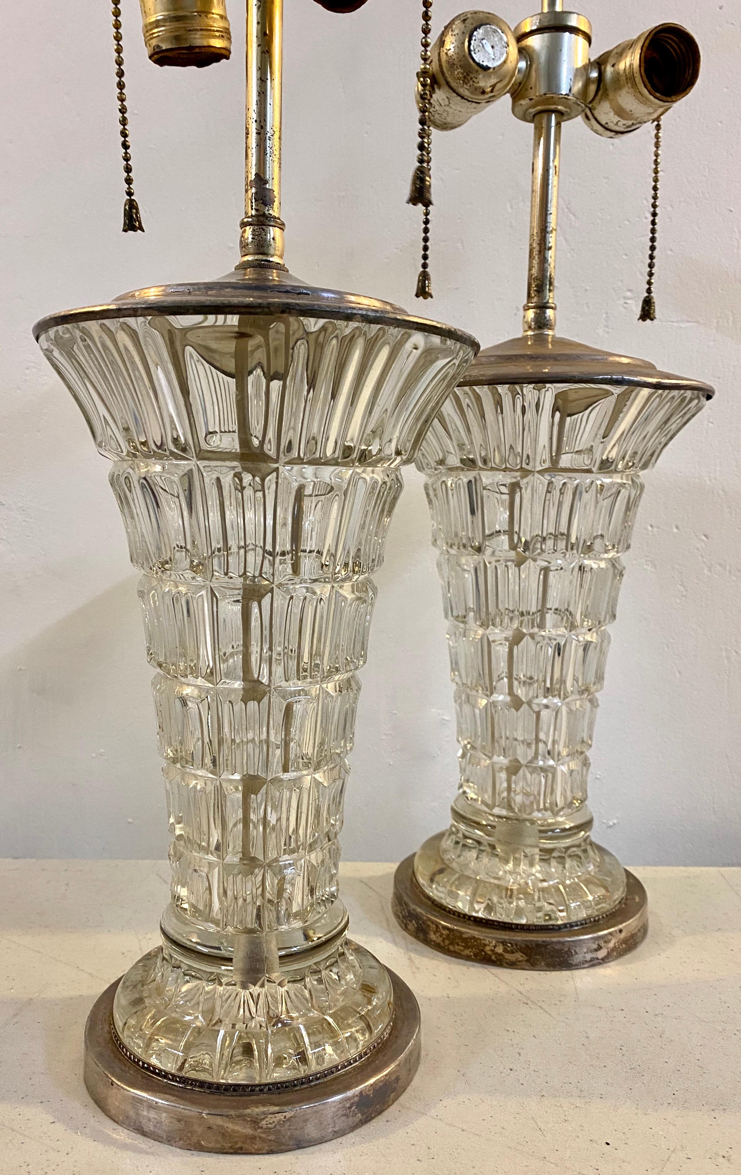 Pair of early to mid-20th century molded glass table lamps for restoration, circa 1940

Early 20th century elegance in need of restoration

Truly a pair of magnificent 