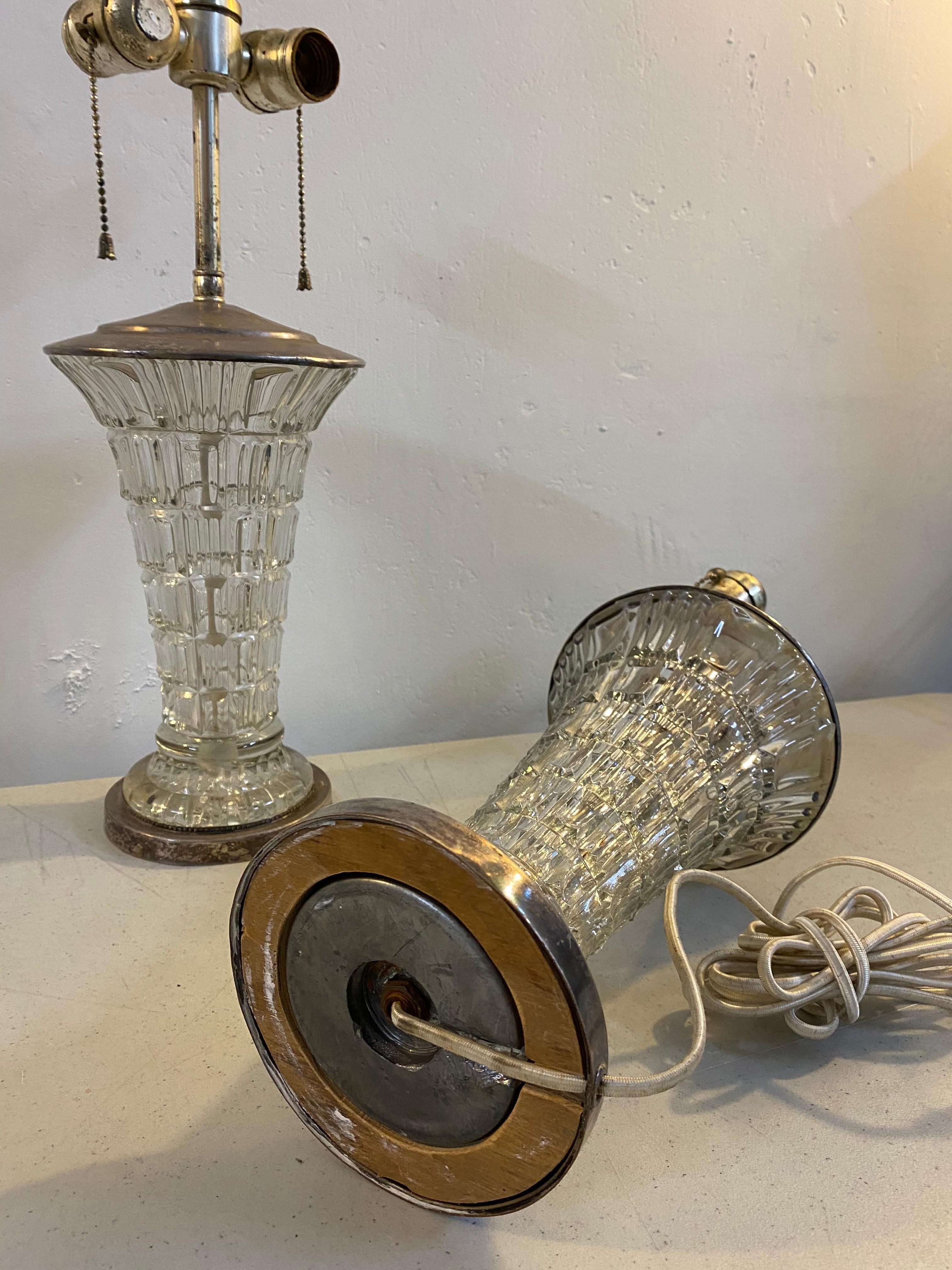 Early to Mid-20th Century Molded Glass Table Lamps for Restoration, circa 1940 For Sale 2