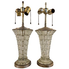 Antique Early to Mid-20th Century Molded Glass Table Lamps for Restoration, circa 1940