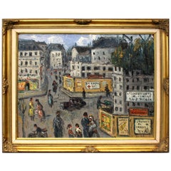 Early to Mid-20th Century Paris Street Scene Oil Painting