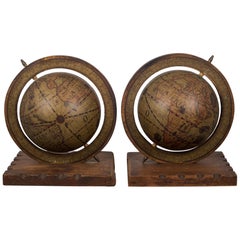 Early to Mid-20th Century Rotating Globe Bookends, circa 1940s-1950s
