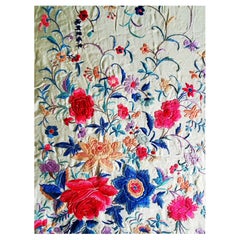 Chinese Silk Embroidery - Vintage Signed Piano Shawl