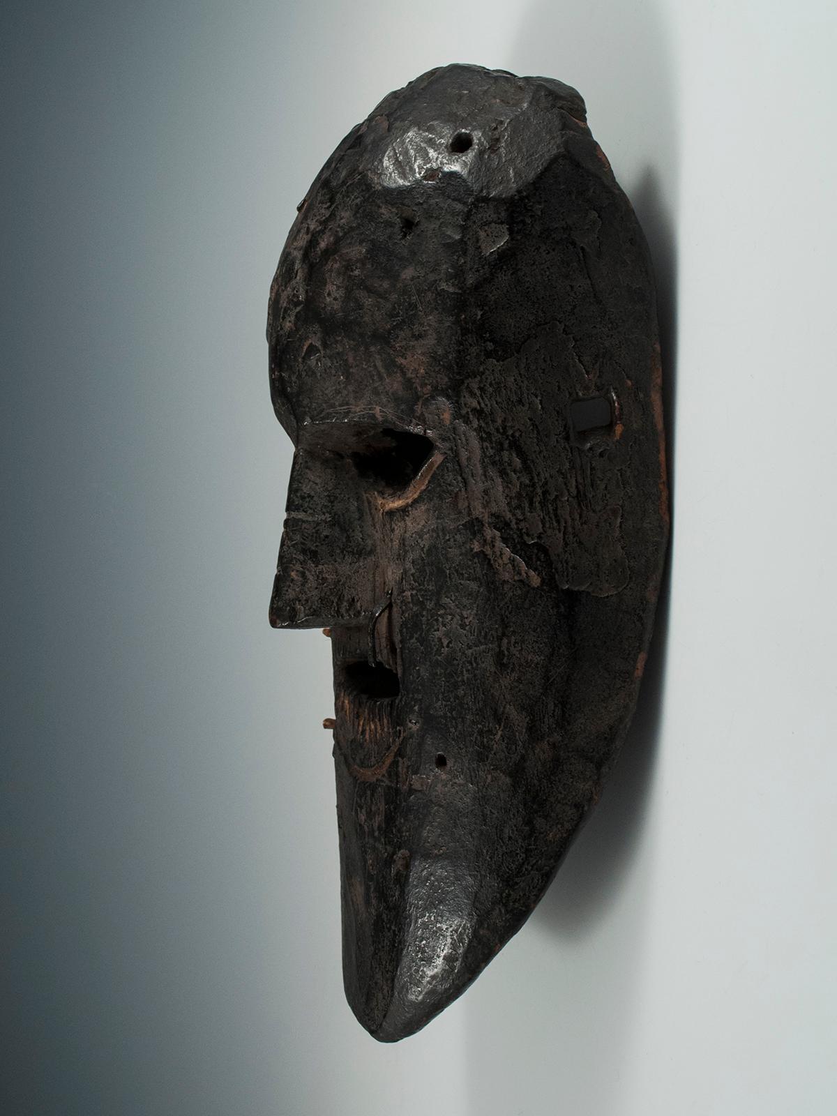 Hand-Carved Early to Mid-20th Century Tribal Mask, Middle Hills, Nepal