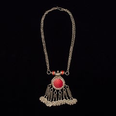 Early to Mid-20th Century Tribal Silver Pendant Necklace, Yemen
