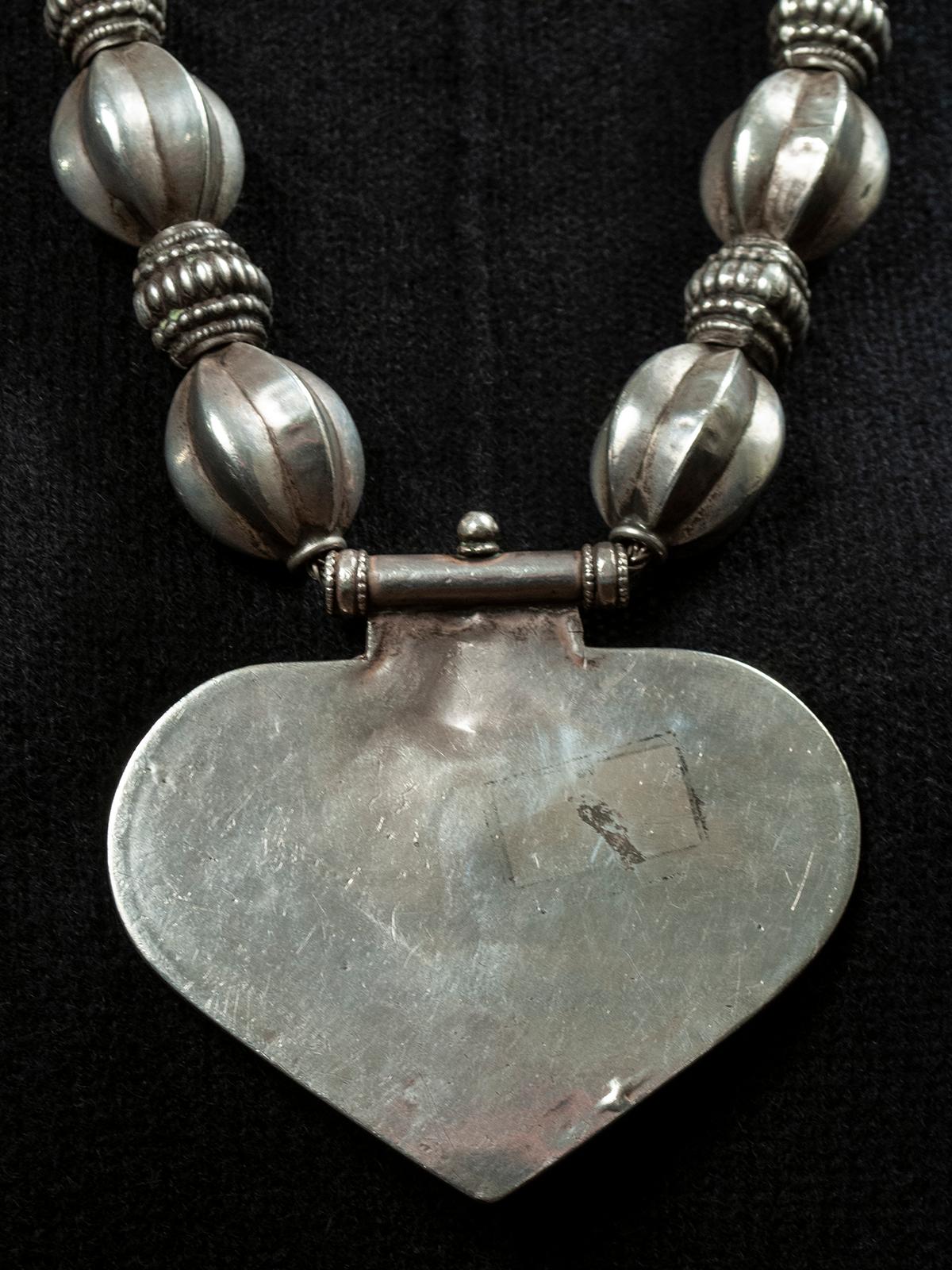 Tribal Early to Mid-20th Century Turkoman Silver Necklace, Central Asia