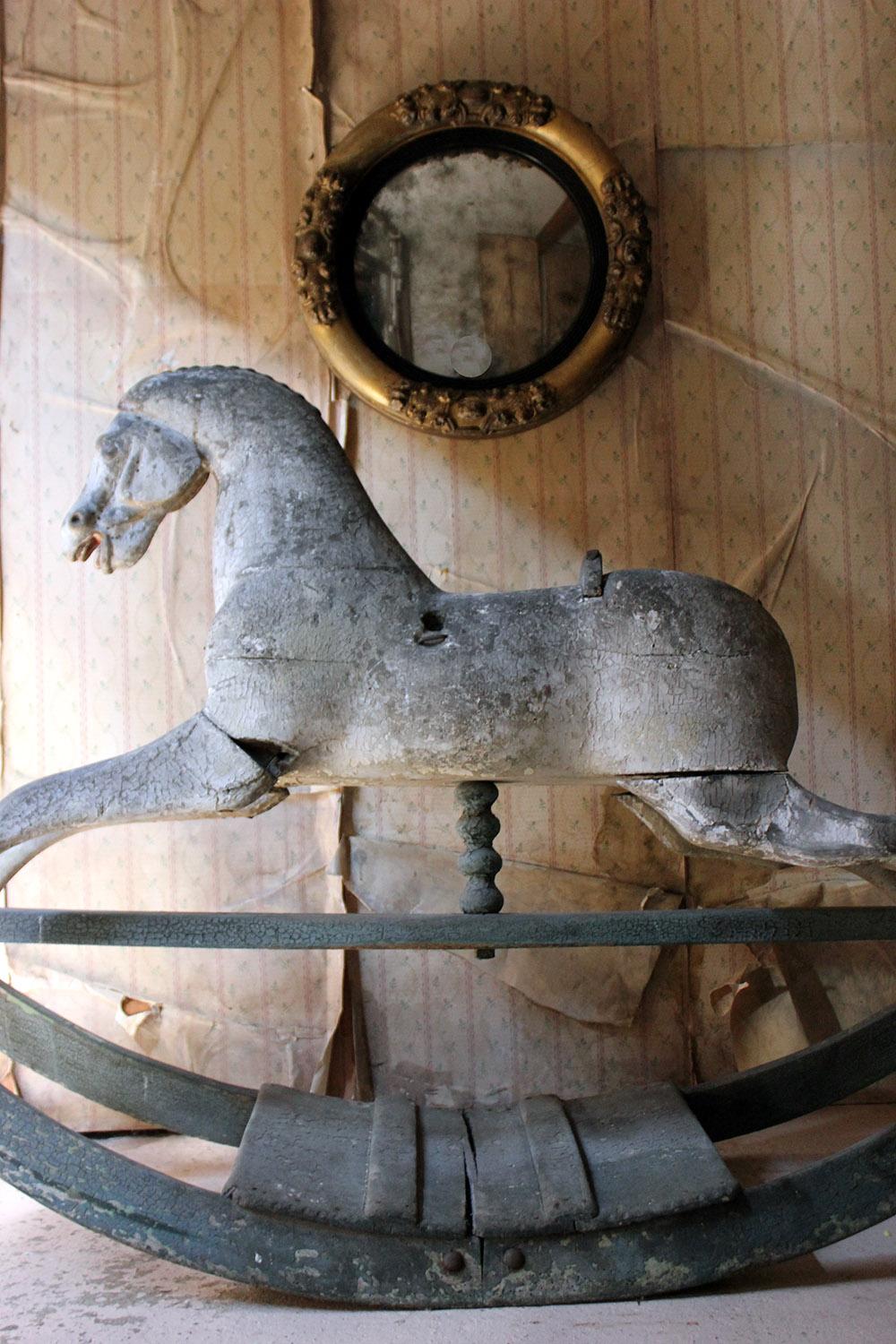 Early to Mid-19th Century Grey Bow Rocking Horse, circa 1830-1840 4