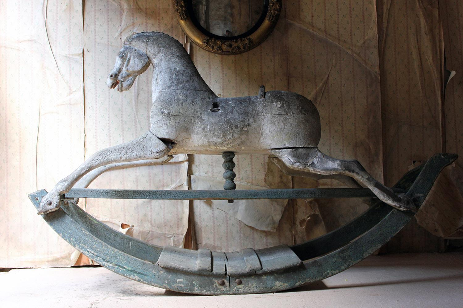 Early to Mid-19th Century Grey Bow Rocking Horse, circa 1830-1840 5