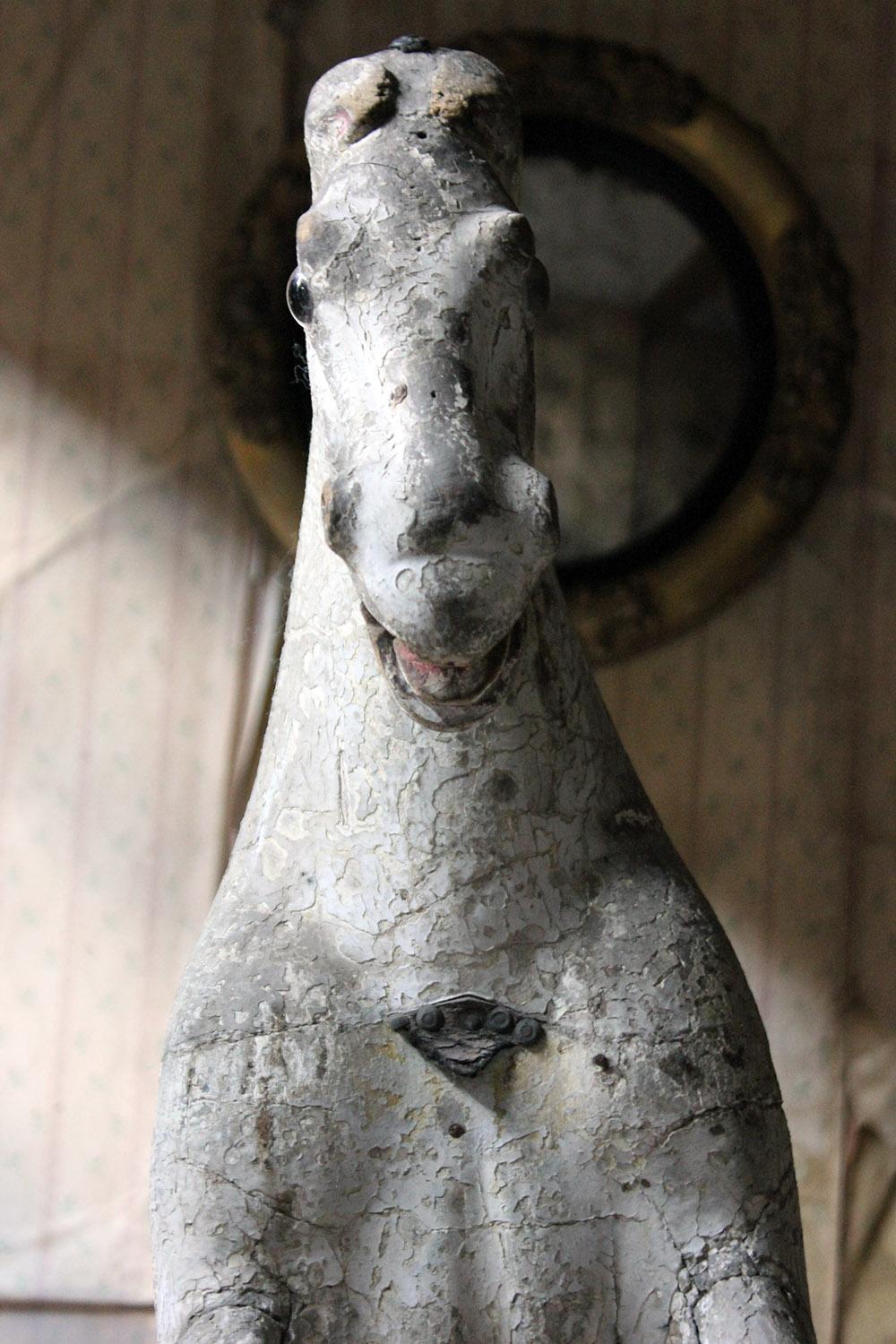 Gesso Early to Mid-19th Century Grey Bow Rocking Horse, circa 1830-1840