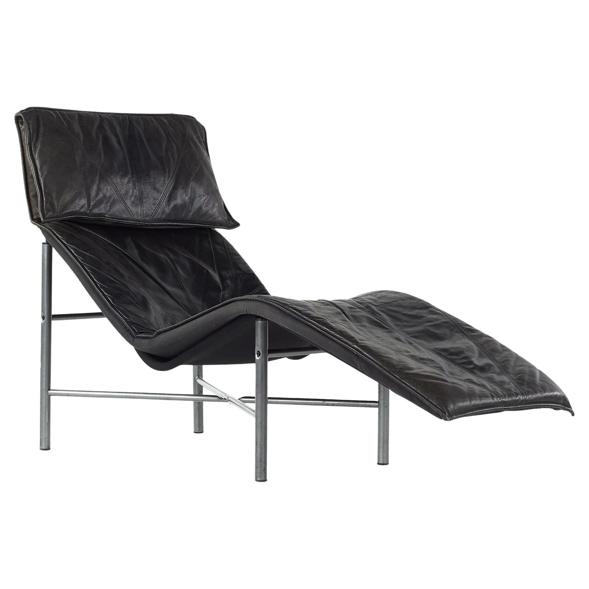 Early Tord Bjorklund für Ikea Midcentury Chaise Leather Lounge Chair im Angebot