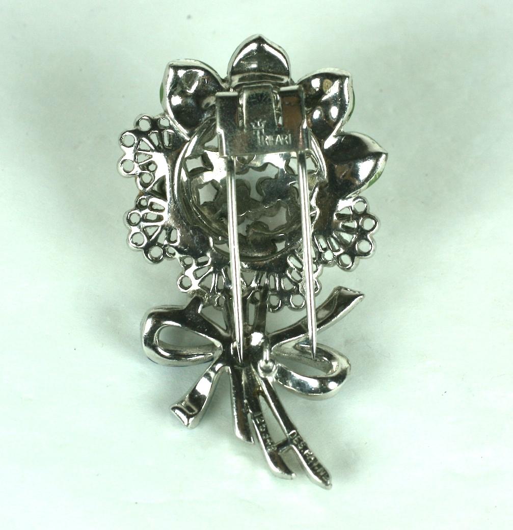 Early Trifari Enamel Bouquet Clip In Excellent Condition For Sale In New York, NY