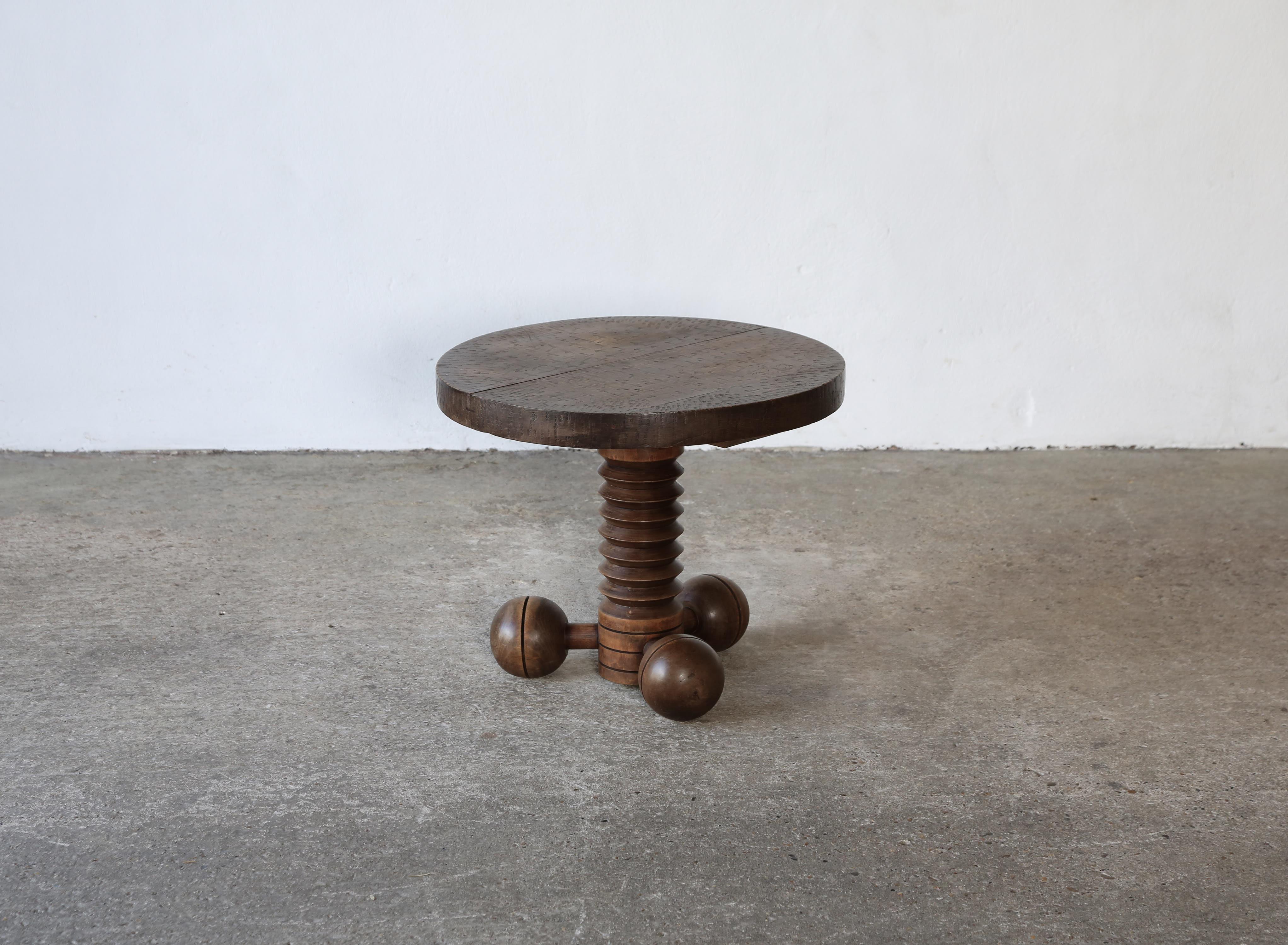 An original, early Charles Dudouyt ball / tripod table, France, 1940s.   Lovely tone and patina.  A rare, hard to find and very collectable piece.   Fast shipping worldwide.

We have a second table available - please see final images and our other