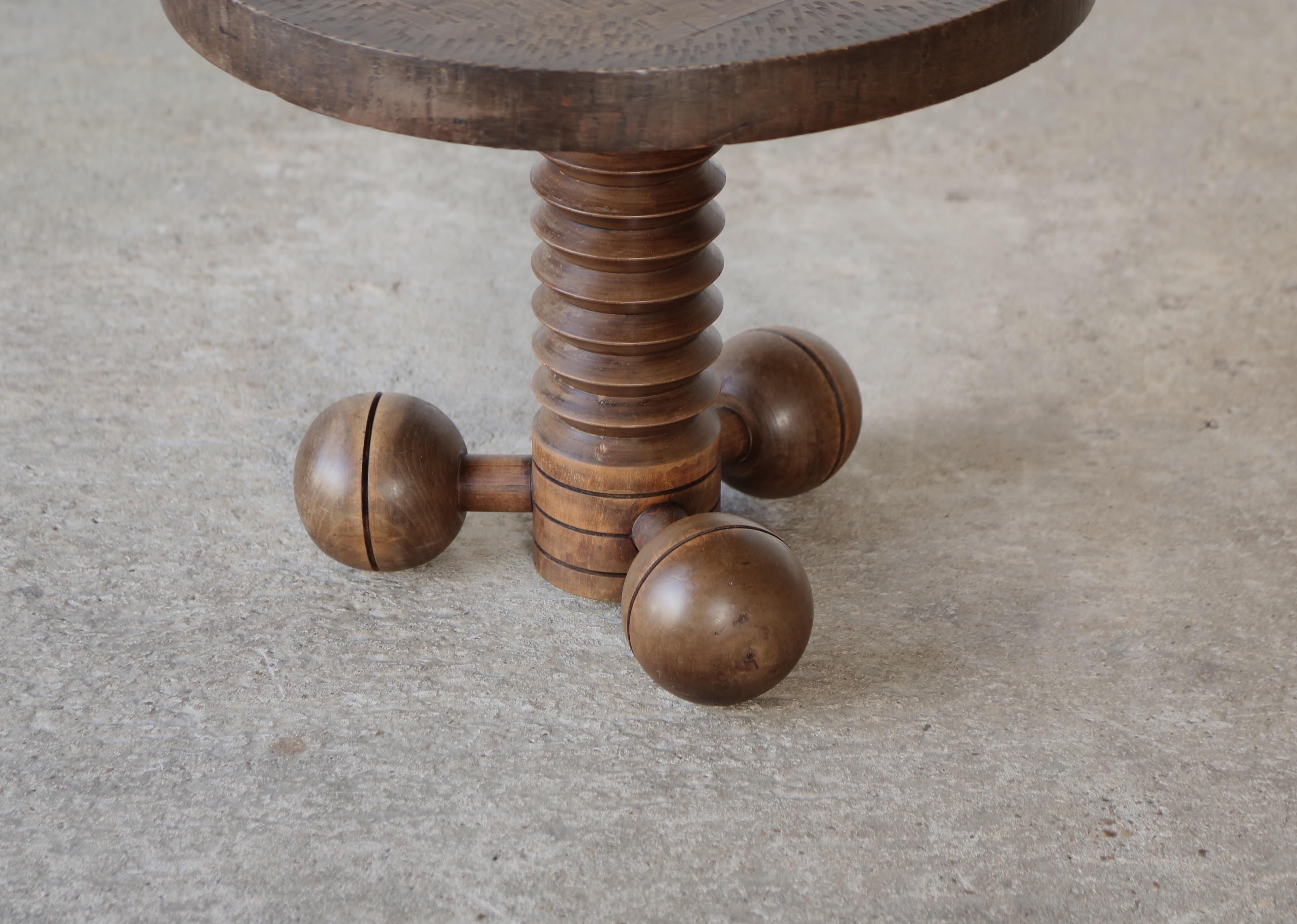 Art Deco Early, Original Tripod / Ball Side Table by Charles Dudouyt, France, 1940s For Sale