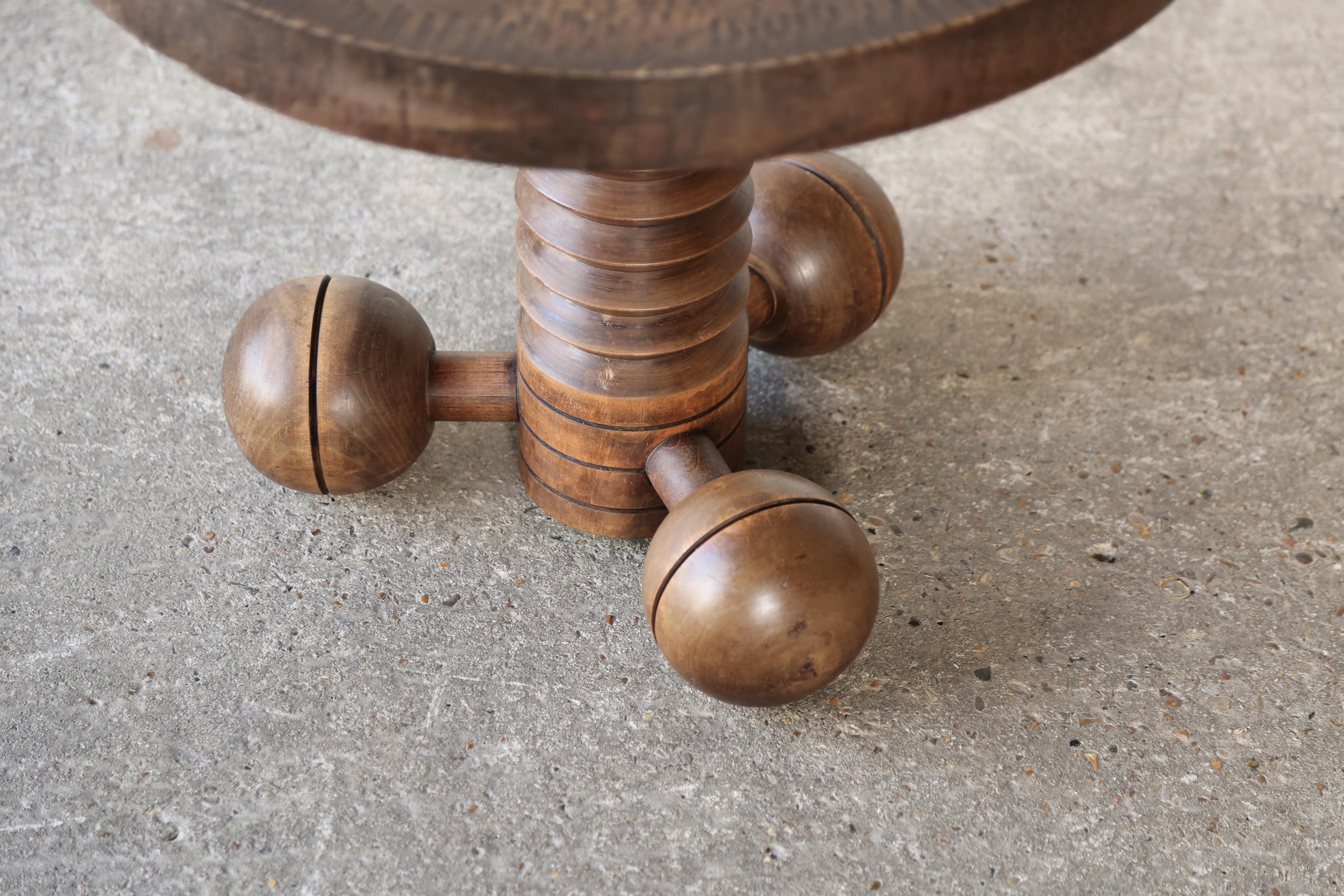 Early, Original Tripod / Ball Side Table by Charles Dudouyt, France, 1940s In Good Condition For Sale In London, GB