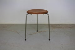 Early Tripod Dot Stool by Fritz Hansen, Teak and Plated Copper, Denmark 1960s