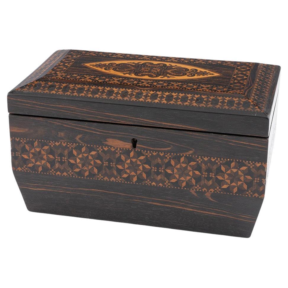Early Tunbridge Ware Tea Caddy with Two Compartments c1830