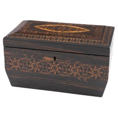 Early Tunbridge Ware Tea Caddy with Two Compartments c1830