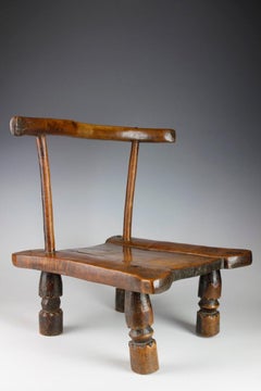 Early Twentieth-Century Finely Carved Small Chair, Ivory Coast