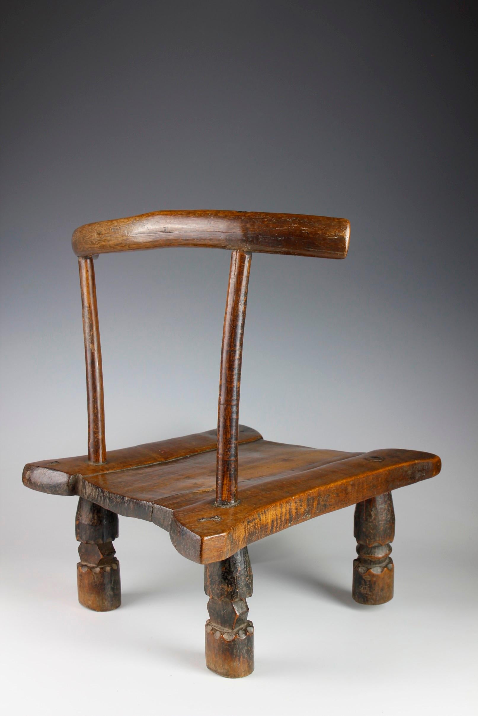 Tribal Early Twentieth-Century Finely Carved Small Chair  For Sale