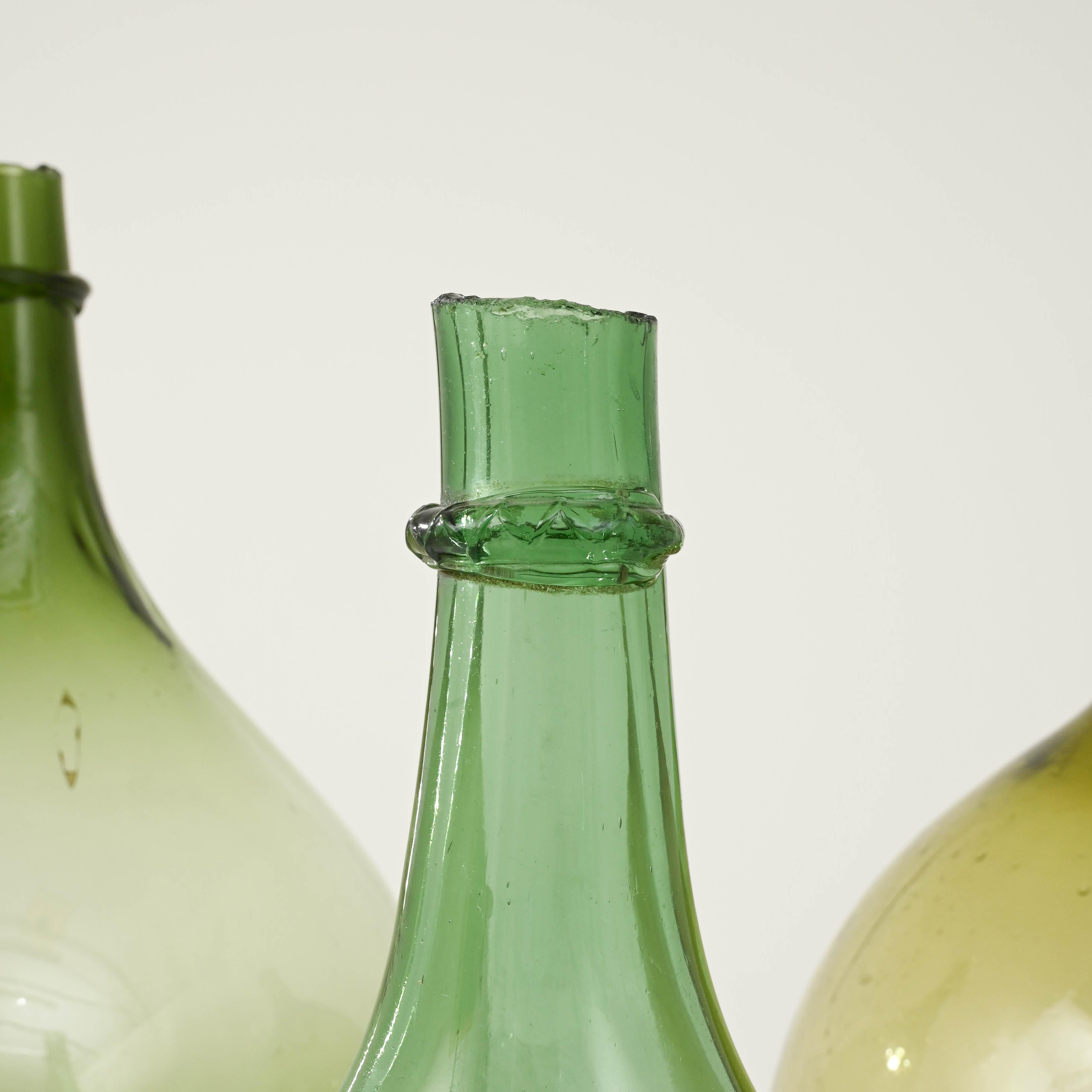 Early Twentieth Century French Tinted Carboy Bottles, Set of Three  2