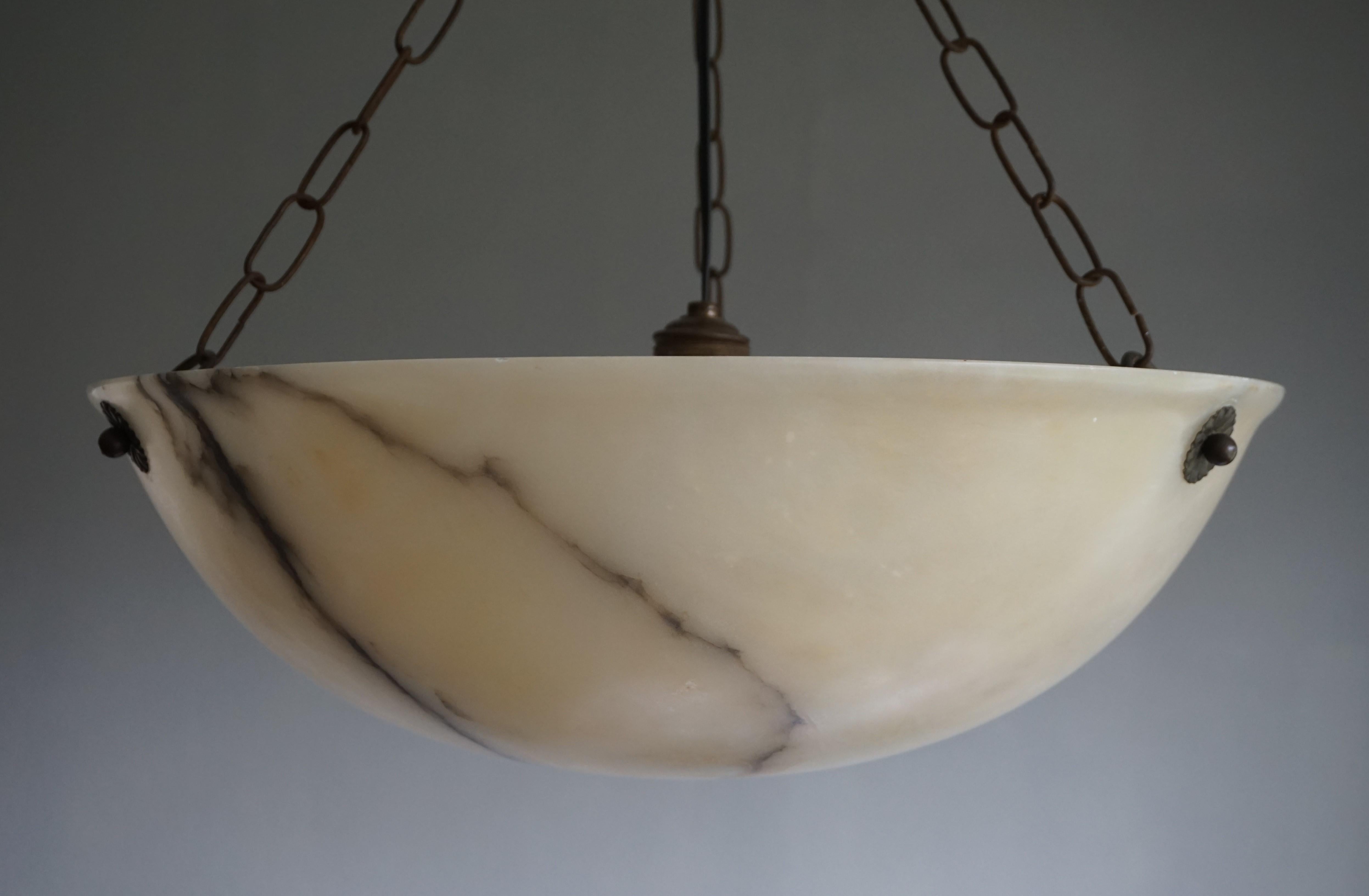 Early 20th Century Large and Amazing Condition Alabaster Pendant Chandelier 3
