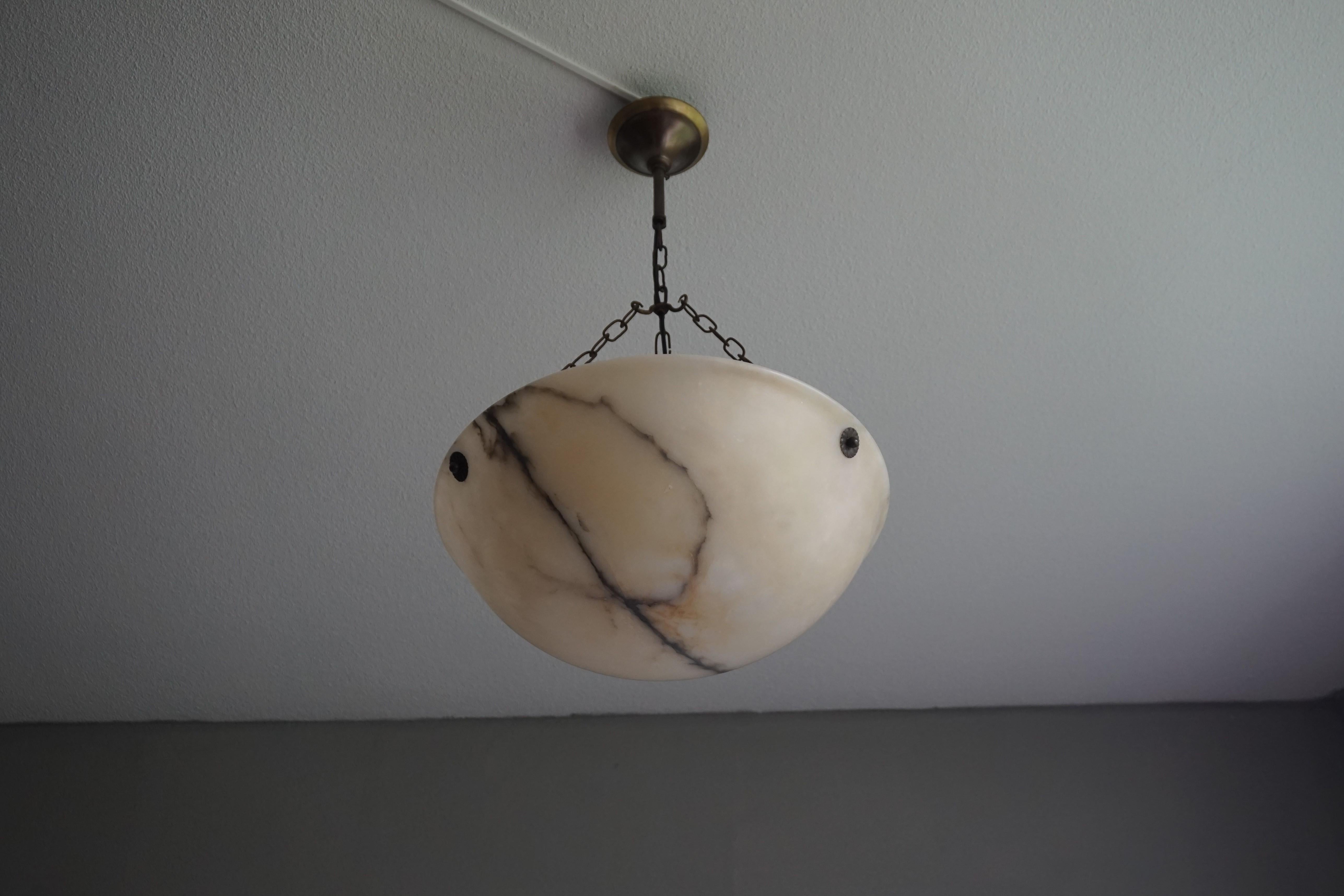 Early 20th Century Large and Amazing Condition Alabaster Pendant Chandelier 5