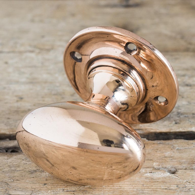 Early 20th Century Oval Rose Brass Door Knobs at 1stDibs