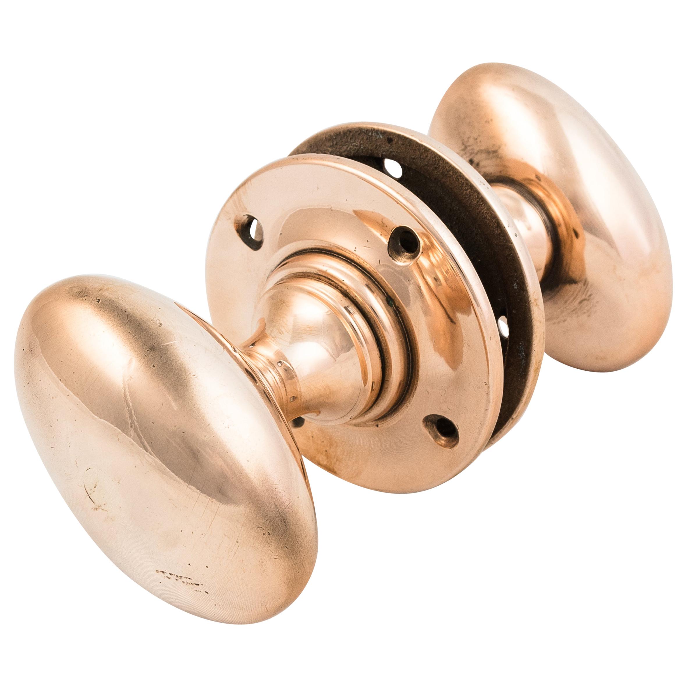 Early 20th Century Oval Rose Brass Door Knobs at 1stDibs