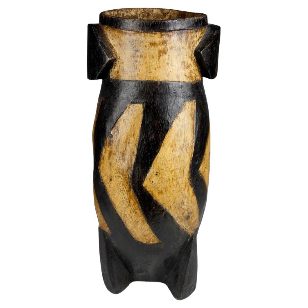 Zulu Tribal Carved Wood Snuff Container, South Africa Finely Carved Incised  For Sale at 1stDibs