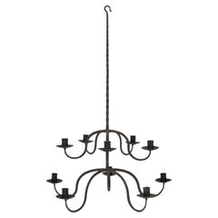 Early Two-Tier Forged Iron Chandelier