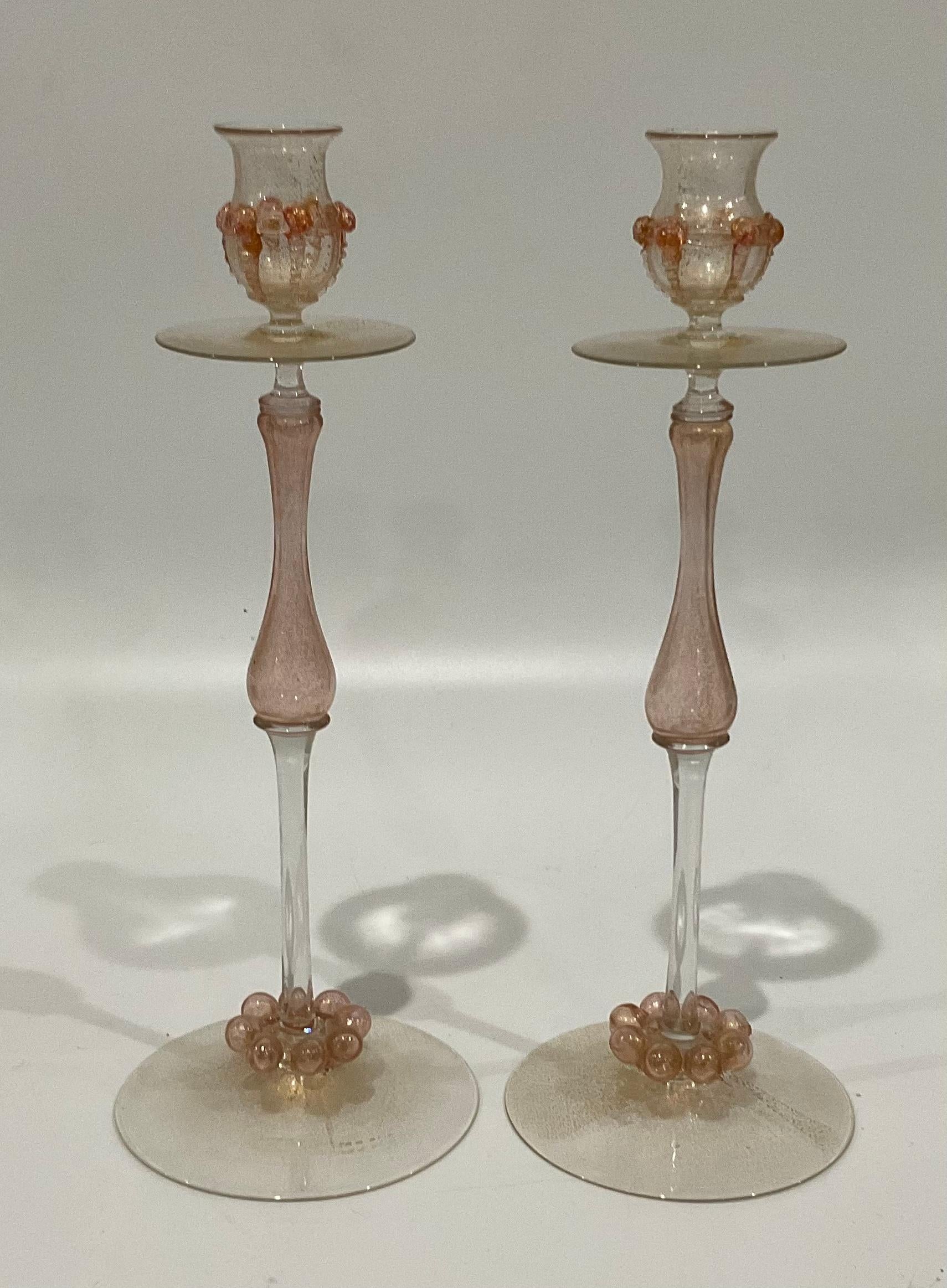 Art Deco Early Venetian Murano Console Set Center Piece Pair Candle Holders For Sale