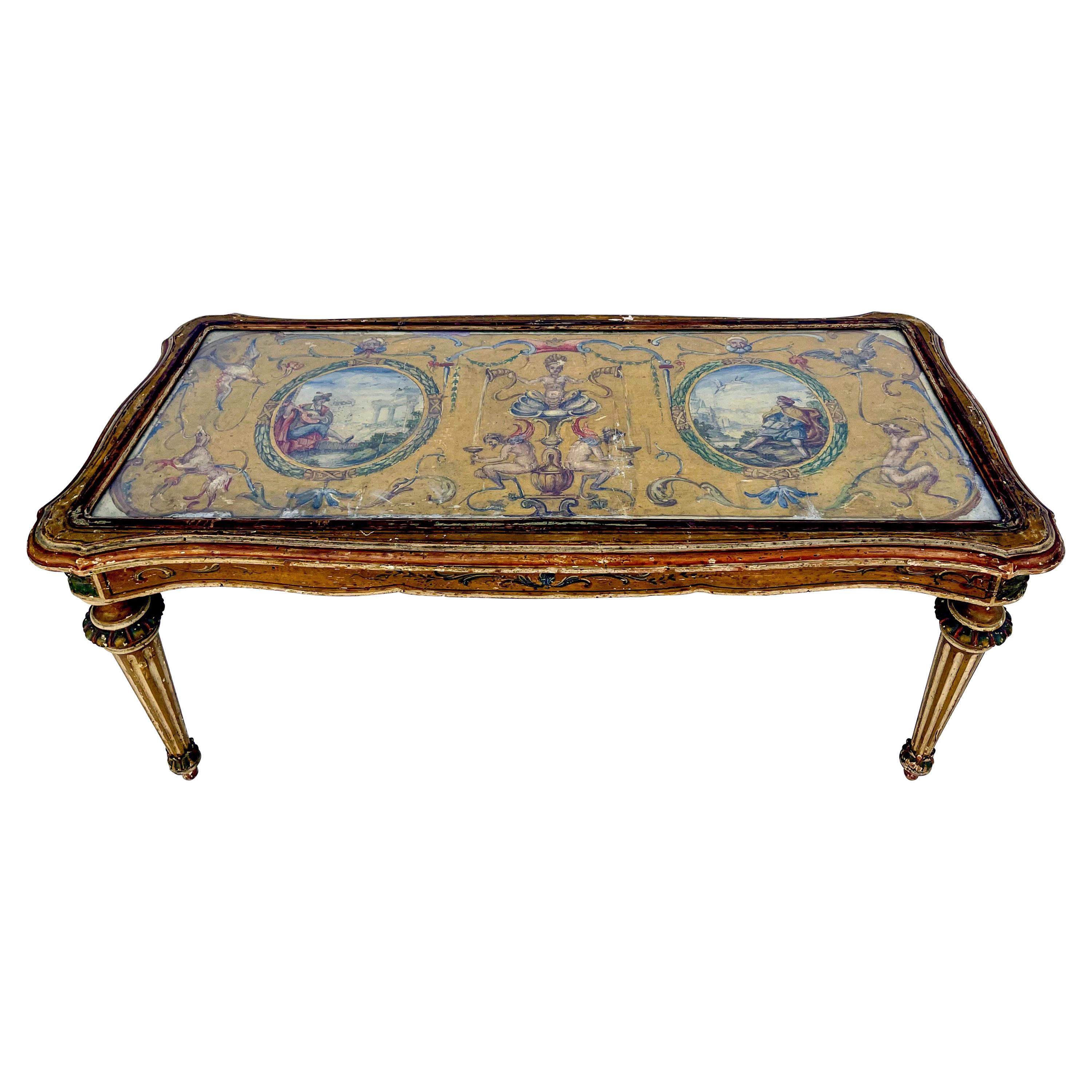 Early Venetian Neo-Classical Style Hand Painted Coffee Table