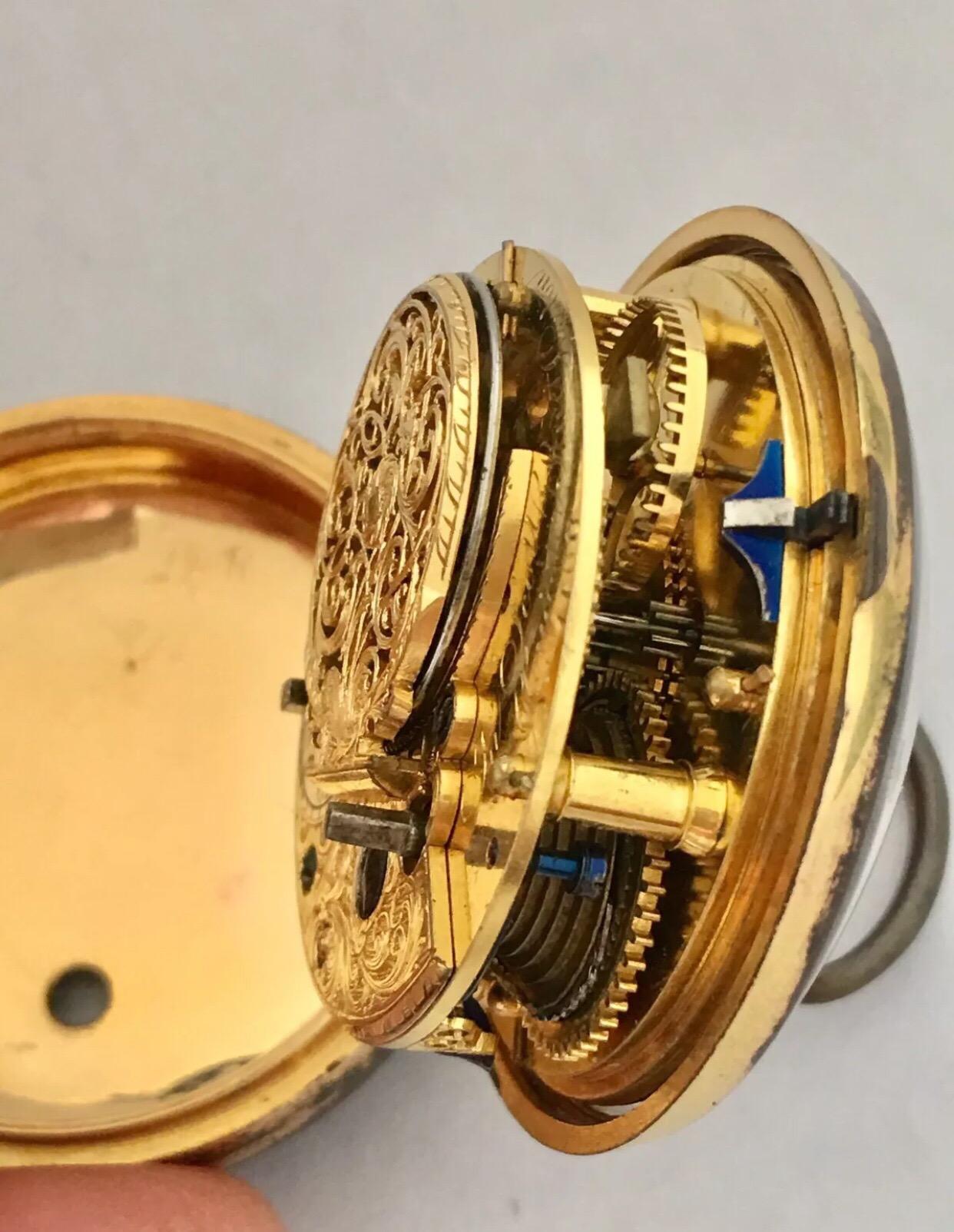Early Verge Fusee Pocket Watch Signed John Scott, Gloucester Street, London In Fair Condition For Sale In Carlisle, GB