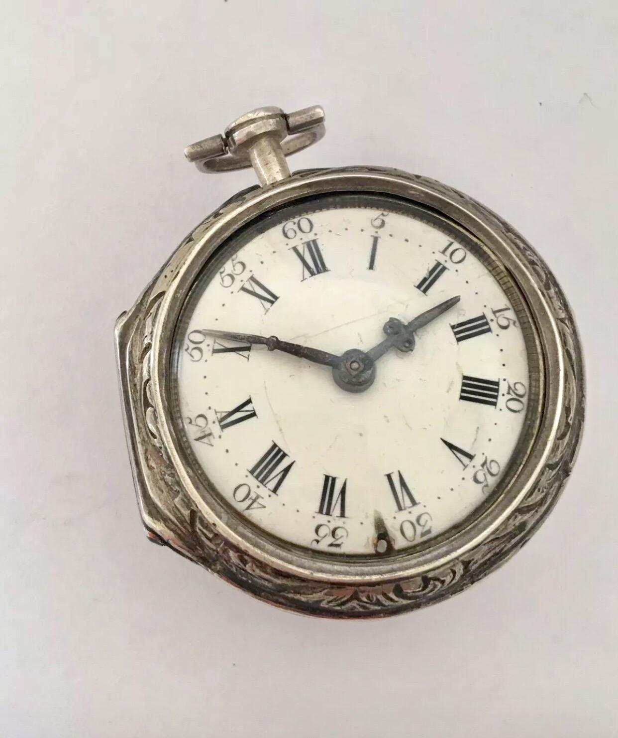 
Early Verge Fusee Repousse Silver Pocket Watch By Thomas Lambford, London c.1768.


This watch is working and ticking well. However, Due to its age, I cannot guarantee the time accuracy. Some scratches on the glass