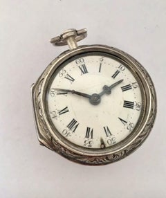 Early Verge Fusee Repousse Silver Pocket Watch by Thomas Lambford, London