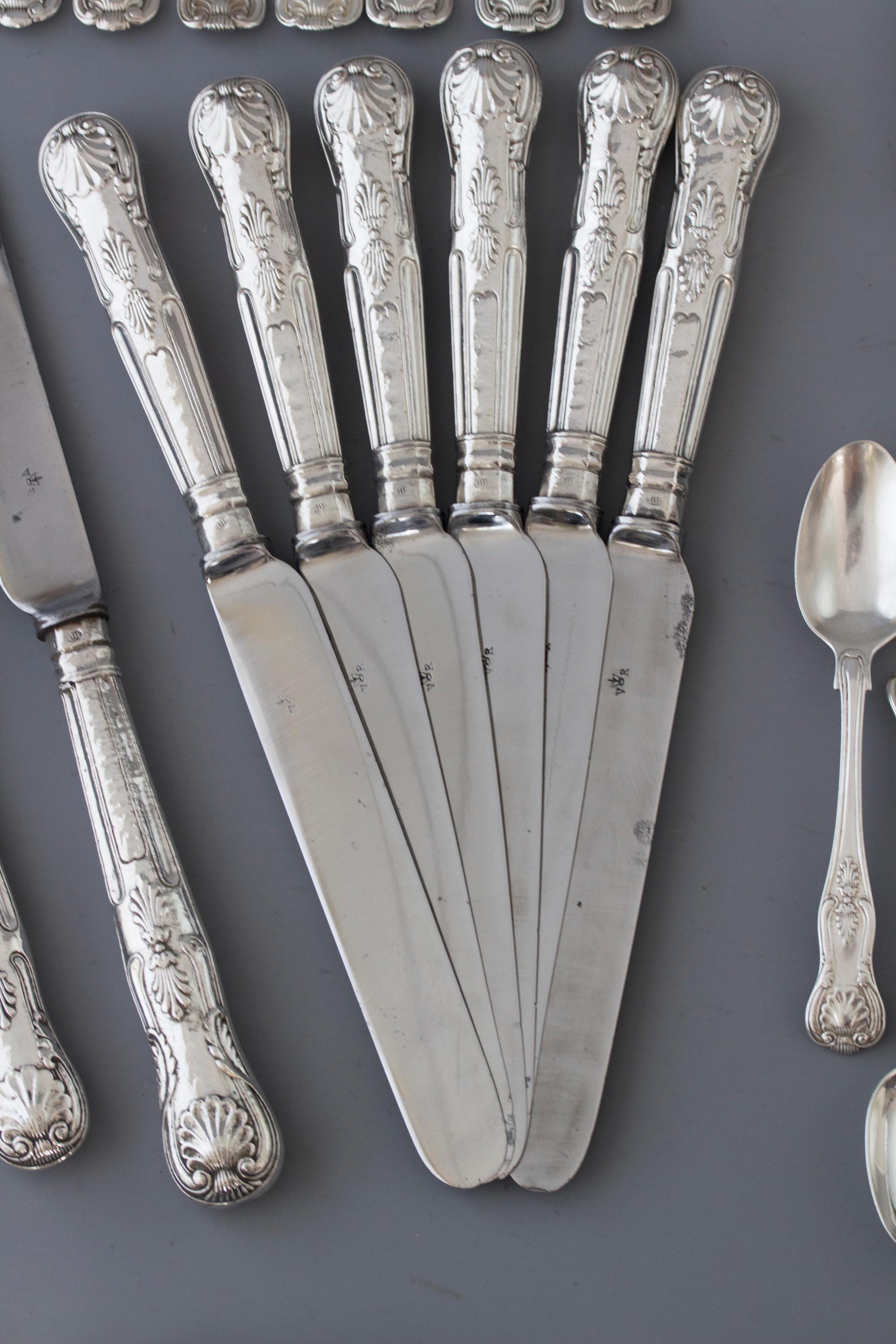 Early Victorian 12 Place Silver Kings Pattern Canteen by George Adams 10