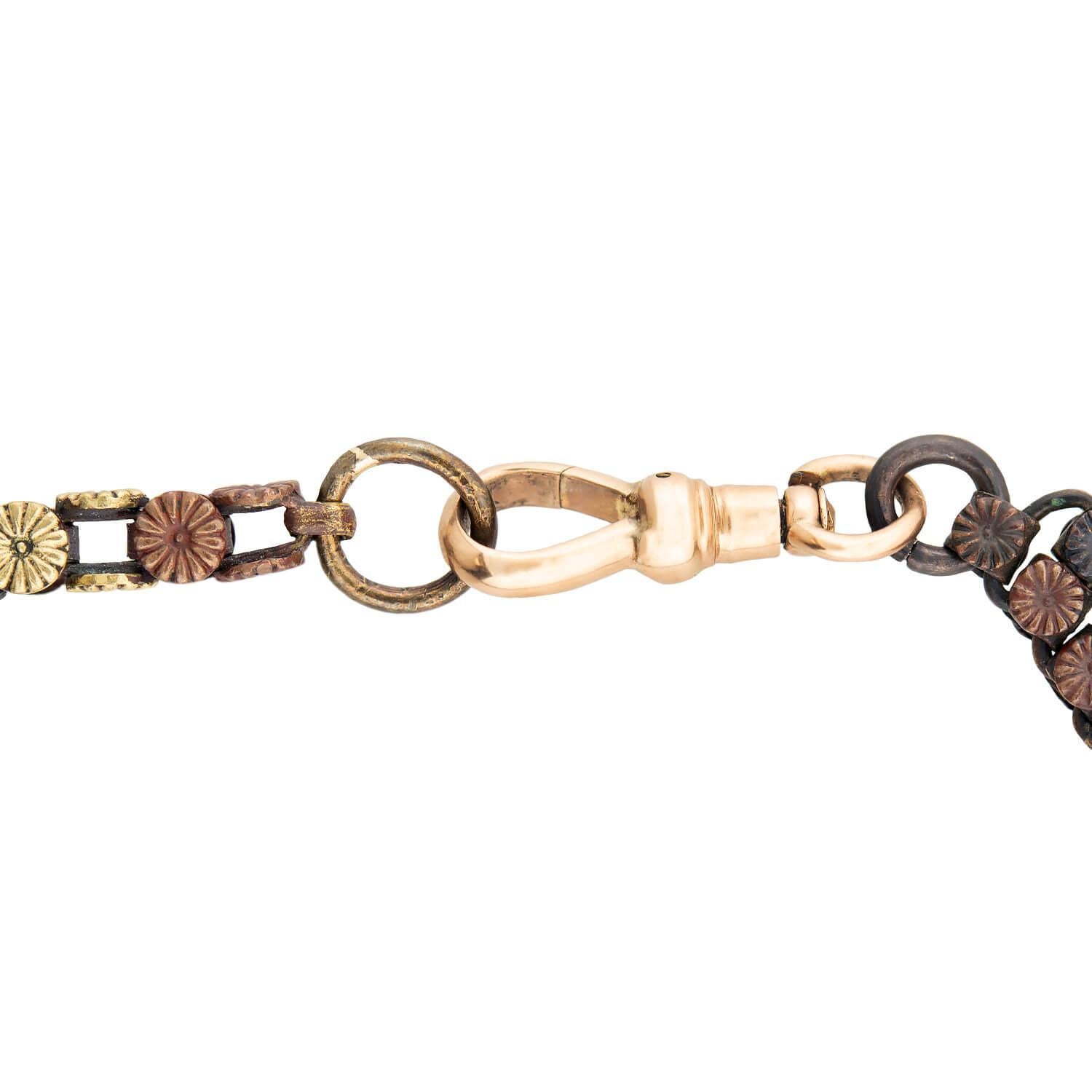 Women's or Men's Early Victorian 14k/Mixed Metal Shakudo Chain For Sale