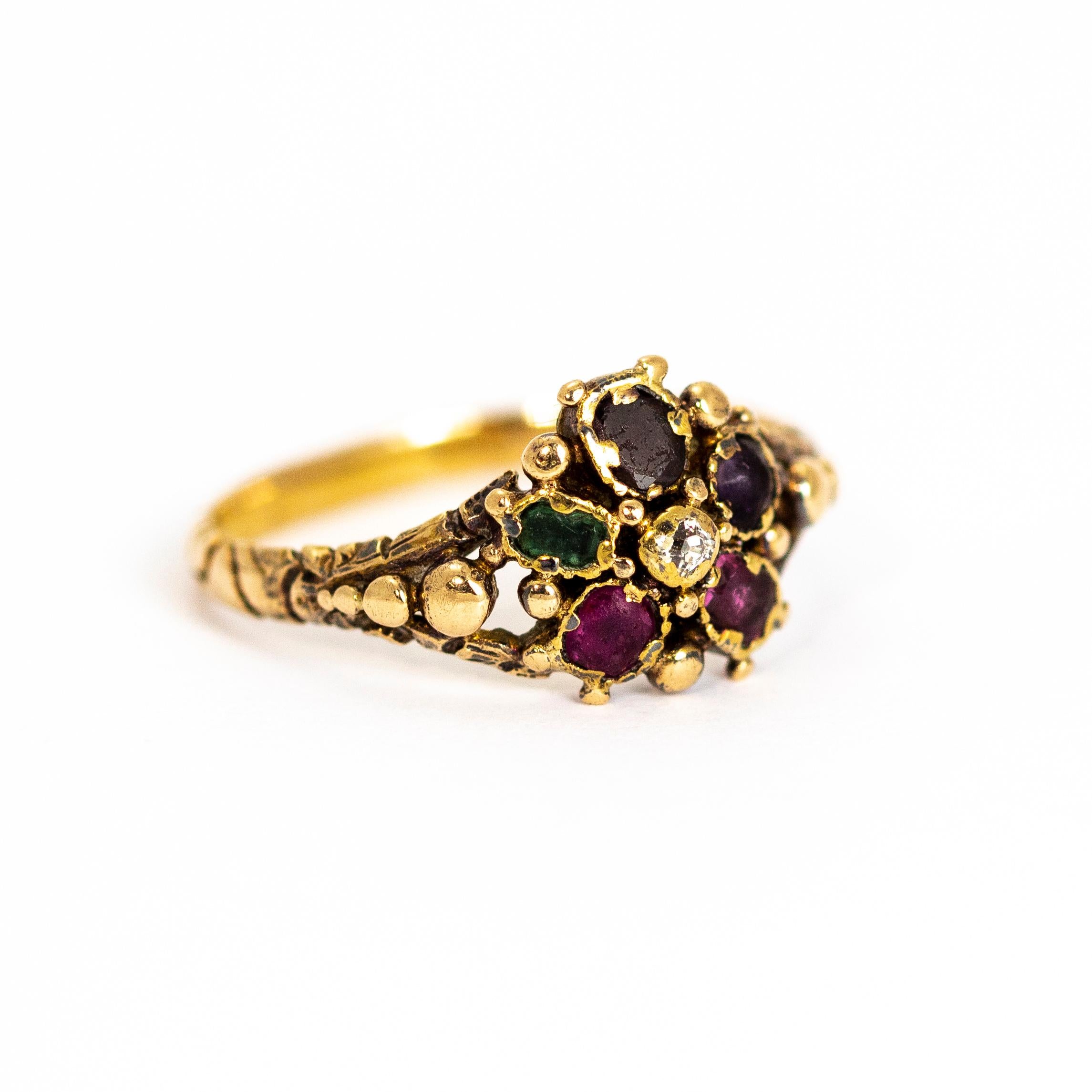 Early Victorian 15 Carat Gold Acrostic Regard Ring In Good Condition In Chipping Campden, GB