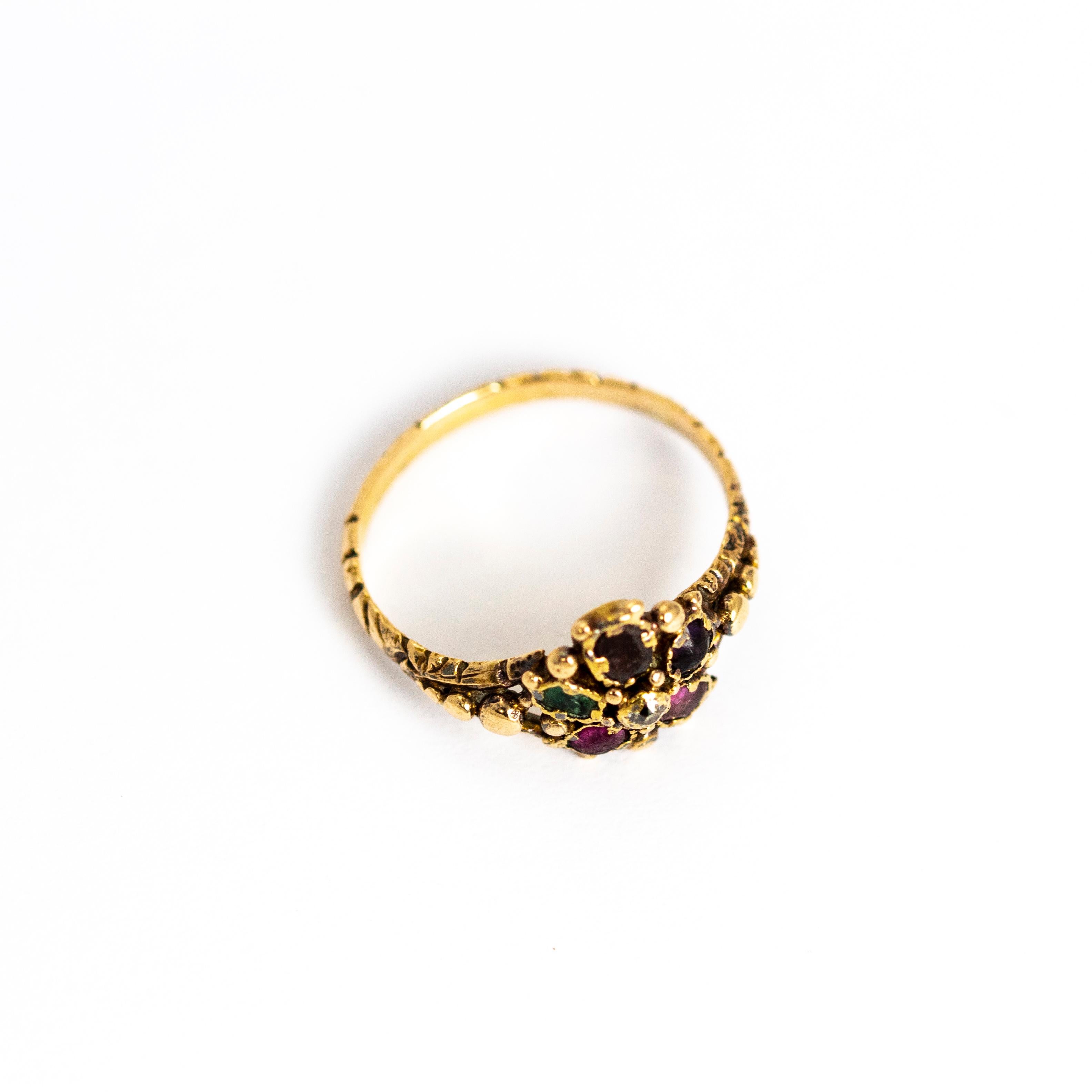 Women's or Men's Early Victorian 15 Carat Gold Acrostic Regard Ring