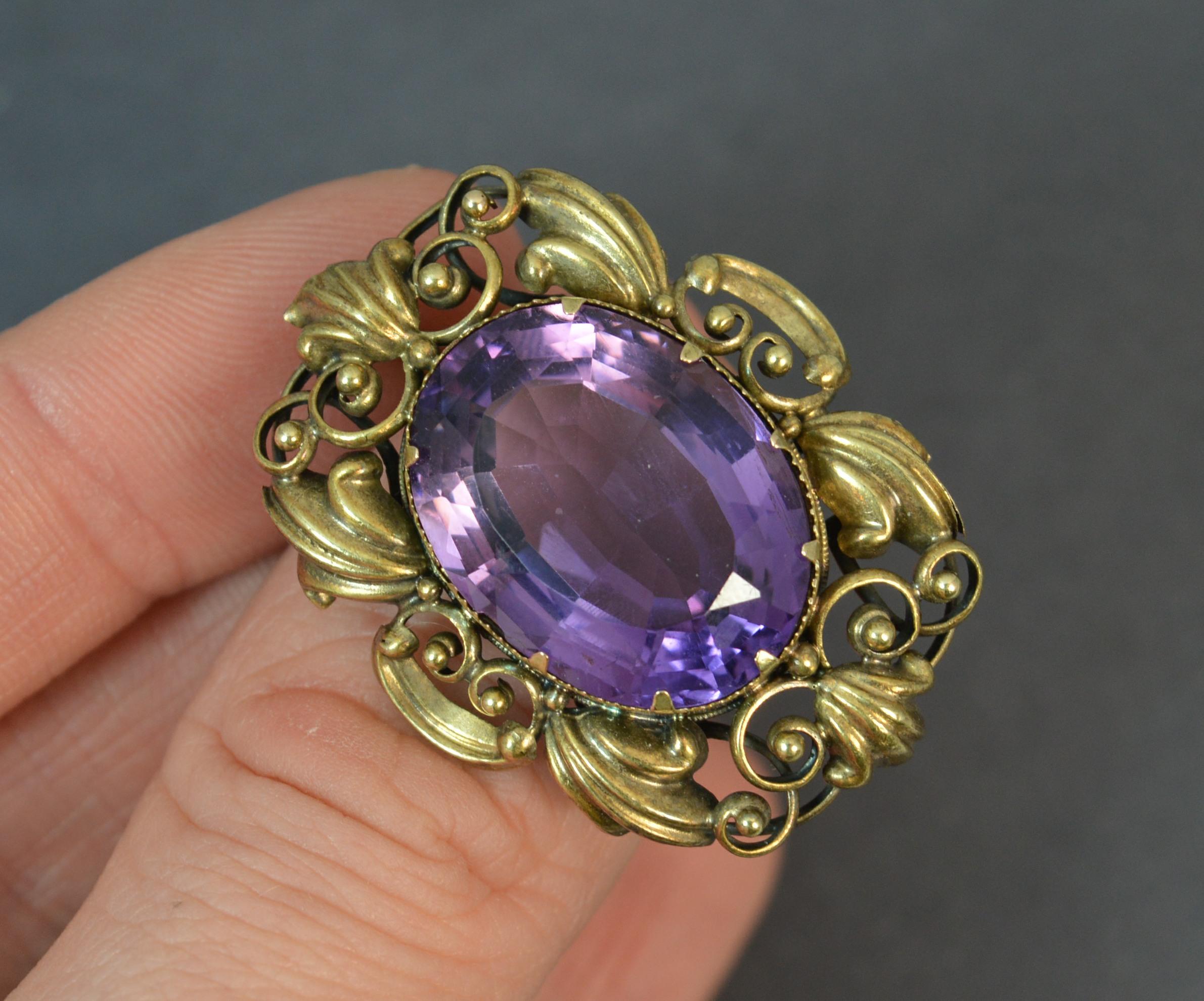 Early Victorian 15 Carat Gold and Amethyst Statement Brooch 9
