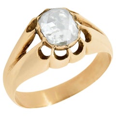 Bague de fiançailles victorienne à diamant taillé en rose 15k 0.85ct