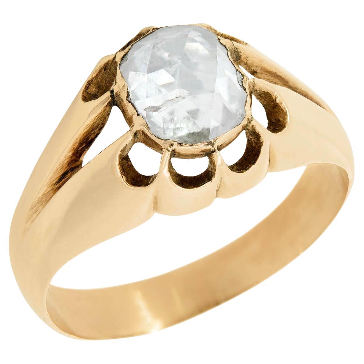 Anillo de compromiso victoriano antiguo con diamantes talla rosa de 15 quilates 0,85 ct en venta