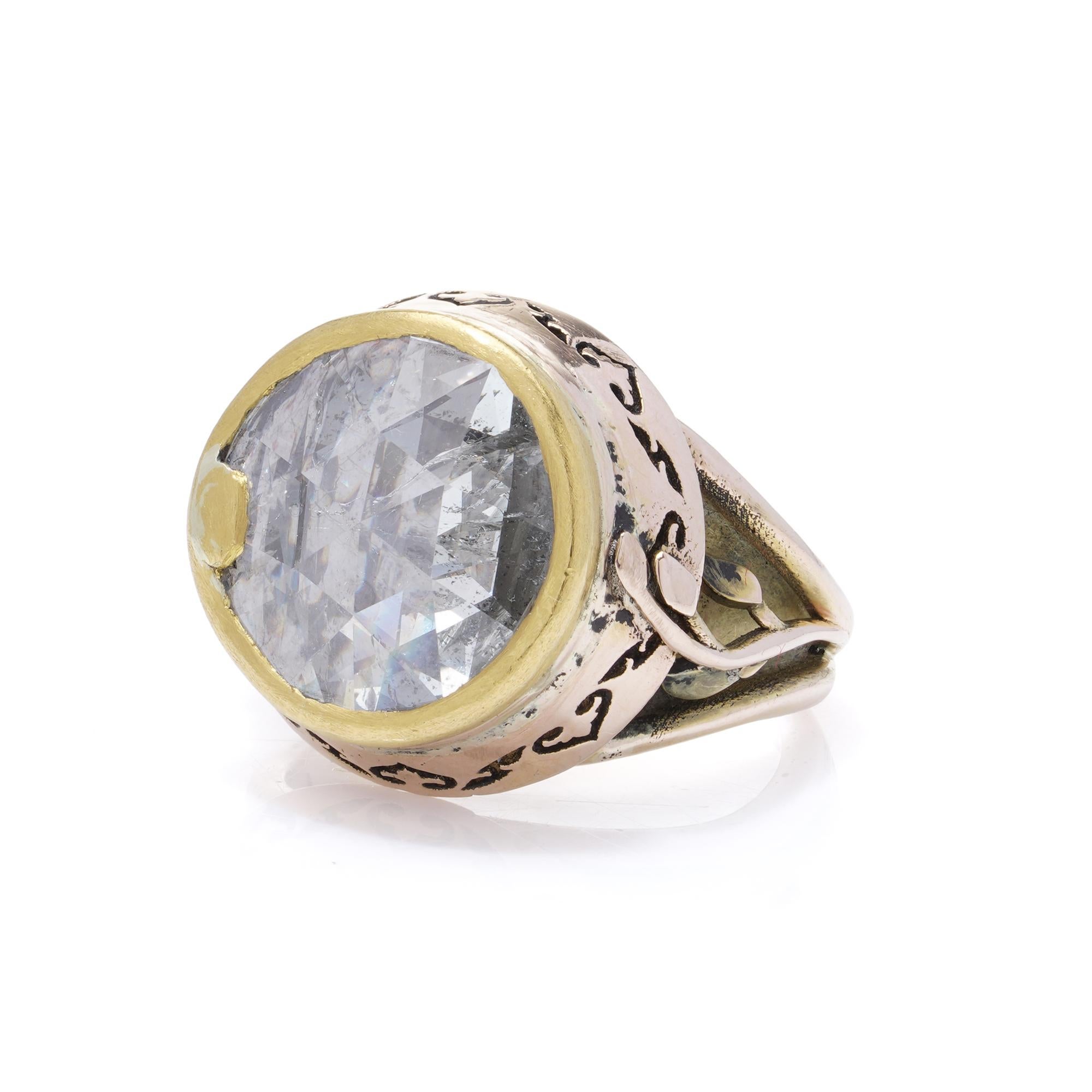 Early Victorian 15kt gold rose - cut diamond ring. For Sale 2