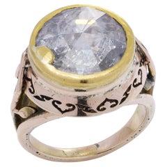 Early Victorian 15kt gold rose - cut diamond ring.