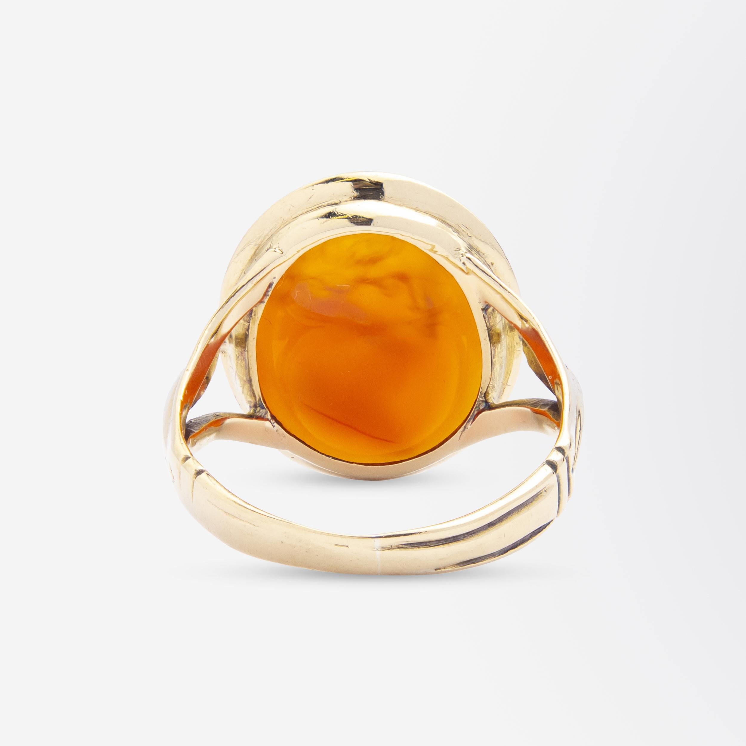 Women's or Men's Early Victorian 18 Karat Gold & Carnelian Intaglio Ring For Sale