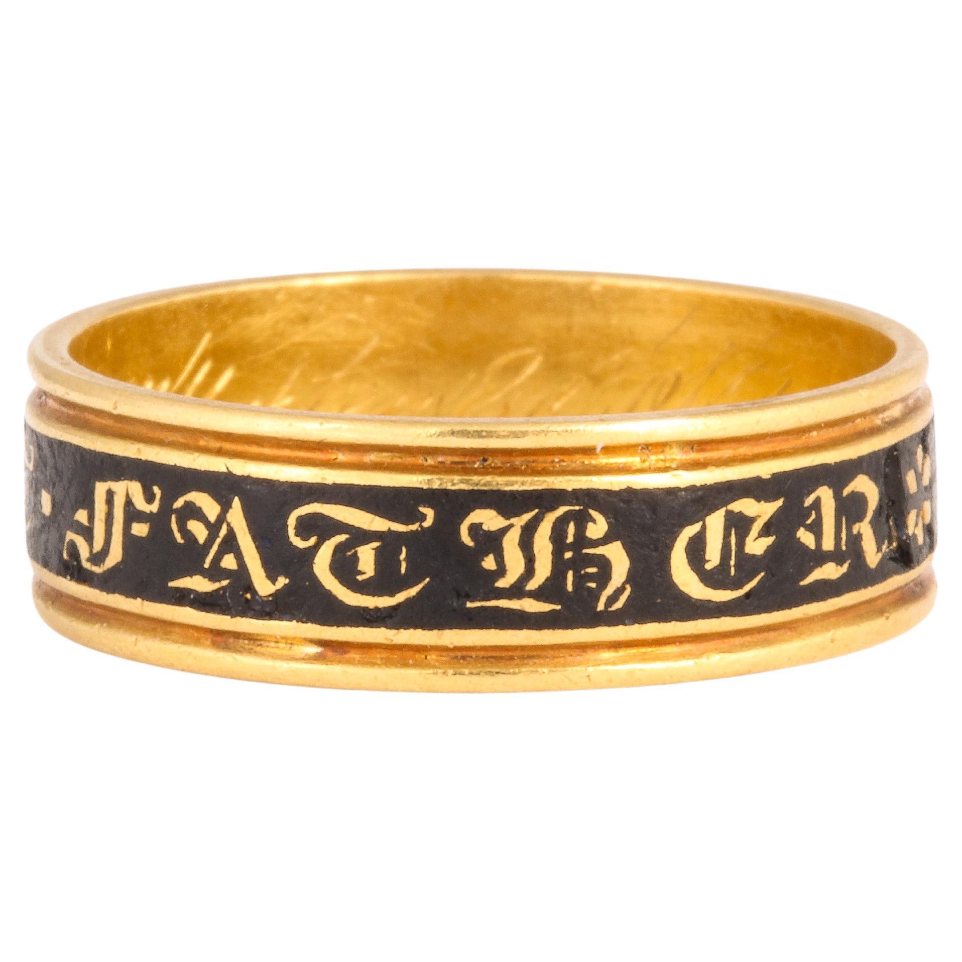 Early Victorian 18 Kt Gold Ring Honoring a Dear Father c. 1842 For Sale