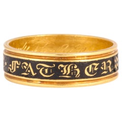 Early Victorian 18 Kt Gold Ring Honoring a Dear Father c. 1842
