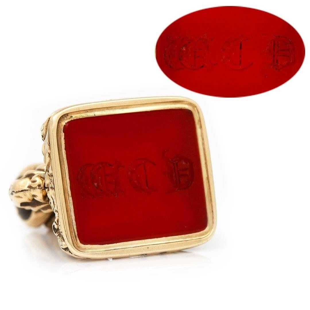 Early Victorian 18ct Gold Carnelian Ornate Fob Seal, Circa 1850 2